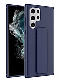 Eiroo Qstand Samsung Galaxy S22 Ultra 5G Lacivert Silikon Klf