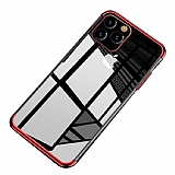 Eiroo Radiant iPhone 11 Pro Max Krmz Kenarl effaf Silikon Klf