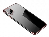 Eiroo Radiant Samsung Galaxy A12 Rose Gold Kenarl effaf Silikon Klf