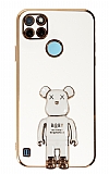 Eiroo Realme C21Y Baby Bear Standl Beyaz Silikon Klf