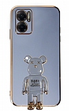 Eiroo Xiaomi Redmi 10 5G Baby Bear Standl Mavi Silikon Klf