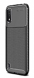 Eiroo Rugged Carbon Samsung Galaxy A01 Siyah Silikon Klf