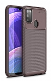 Eiroo Rugged Carbon Samsung Galaxy M30S Kahverengi Silikon Klf