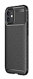 Eiroo Rugged Carbon iPhone 12 Mini 5.4 in Siyah Silikon Klf