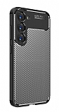 Eiroo Rugged Carbon Samsung Galaxy S23 Siyah Silikon Klf
