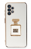 Eiroo Samsung Galaxy A13 Aynal Parfm Standl Beyaz Silikon Klf