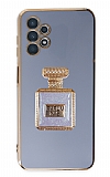 Eiroo Samsung Galaxy A13 Aynal Parfm Standl Mavi Silikon Klf
