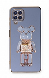 Eiroo Samsung Galaxy A12 / M12 Candy Bear Standl Mavi Silikon Klf