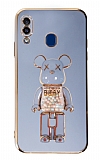 Eiroo Samsung Galaxy A20 / A30 Candy Bear Standl Mavi Silikon Klf