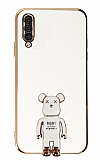 Eiroo Samsung Galaxy A30S Baby Bear Standl Beyaz Silikon Klf