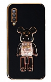 Eiroo Samsung Galaxy A30S Candy Bear Standl Siyah Silikon Klf