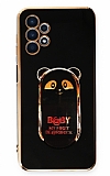 Eiroo Samsung Galaxy A32 4G Baby Panda Standl Siyah Silikon Klf