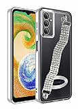 Eiroo Samsung Galaxy A34 Su Yolu Zincirli Silver Silikon Klf