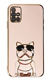Eiroo Samsung Galaxy A51 Bulldog Standl Pembe Silikon Klf