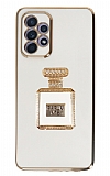 Eiroo Samsung Galaxy A52s 5G Aynal Parfm Standl Beyaz Silikon Klf