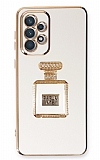 Eiroo Samsung Galaxy A72 / A72 5G Aynal Parfm Standl Beyaz Silikon Klf
