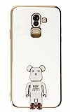 Eiroo Samsung Galaxy A6 Plus 2018 Baby Bear Standl Beyaz Silikon