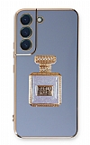 Eiroo Samsung Galaxy S21 FE 5G Aynal Parfm Standl Mavi Silikon Klf