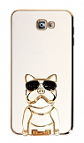 Eiroo Samsung Galaxy J7 Prime Bulldog Standl Beyaz Silikon Klf