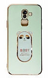 Eiroo Samsung Galaxy J8 Baby Panda Standl Yeil Silikon Klf