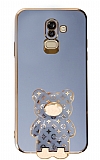 Eiroo Samsung Galaxy J8 Lks Ay Standl Mavi Silikon Klf