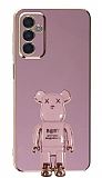 Eiroo Samsung Galaxy M23 Baby Bear Standl Mor Silikon Klf