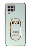 Eiroo Samsung Galaxy M32 4G Baby Panda Standl Yeil Silikon Klf