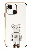 Eiroo Xiaomi Redmi 10A Baby Bear Standl Beyaz Silikon Klf