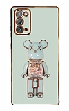 Eiroo Samsung Galaxy Note 20 Candy Bear Standl Yeil Silikon Klf