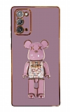 Eiroo Samsung Galaxy Note 20 Candy Bear Standl Mor Silikon Klf