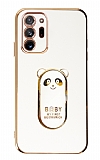 Eiroo Samsung Galaxy Note 20 Ultra Baby Panda Standl Beyaz Silikon Klf