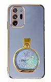Eiroo Samsung Galaxy Note 20 Ultra Parfm iesi Standl Mavi Silikon Klf