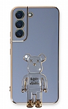 Eiroo Samsung Galaxy S21 FE Baby Bear Standl Mavi Silikon Klf