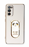Eiroo Samsung Galaxy S20 FE Baby Panda Standl Beyaz Silikon Klf