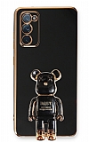 Eiroo Samsung Galaxy S20 FE Baby Bear Standl Siyah Silikon Klf