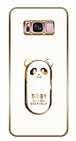 Eiroo Samsung Galaxy S8 Plus Baby Panda Standl Beyaz Silikon Klf