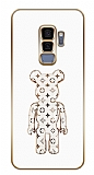 Eiroo Samsung Galaxy S9 Plus Bearbrick Standl Kamera Korumal Beyaz Silikon Klf