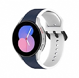 Eiroo Samsung Galaxy Watch 5 Pro Lacivert-Beyaz Silikon Kordon