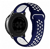Eiroo Samsung Galaxy Watch Active 2 Silikon Spor Lacivert-Beyaz Kordon (44 mm)
