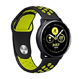 Eiroo Samsung Galaxy Watch Active 2 Silikon Spor Siyah-Yeil Kordon (44 mm)