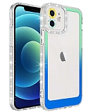 Eiroo Shimmer iPhone 11 Kamera Korumal Yeil-Mavi Silikon Klf