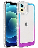 Eiroo Shimmer iPhone 11 Kamera Korumal Mavi-Mor Silikon Klf