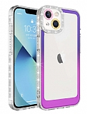 Eiroo Shimmer iPhone 13 Kamera Korumal Mor-Pembe Silikon Klf