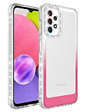 Eiroo Shimmer Samsung Galaxy A23 Kamera Korumal Beyaz-Pembe Silikon Klf