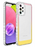 Eiroo Shimmer Samsung Galaxy A33 5G Kamera Korumal Pembe-Sar Silikon Klf