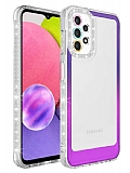 Eiroo Shimmer Samsung Galaxy A52 / A52 5G Kamera Korumal Mor-Pembe Silikon Klf
