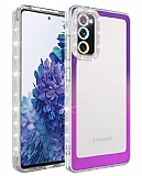 Eiroo Shimmer Samsung Galaxy S20 FE Kamera Korumal Mor-Pembe Silikon Klf