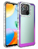 Eiroo Shimmer Xiaomi Poco C40 Kamera Korumal Mor-Pembe Silikon Klf