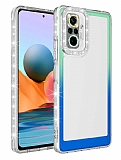 Eiroo Shimmer Xiaomi Redmi Note 10 Pro Kamera Korumal Yeil-Mavi Silikon Klf