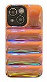 Eiroo Shiny Puffer iPhone 13 Kahverengi Silikon Klf